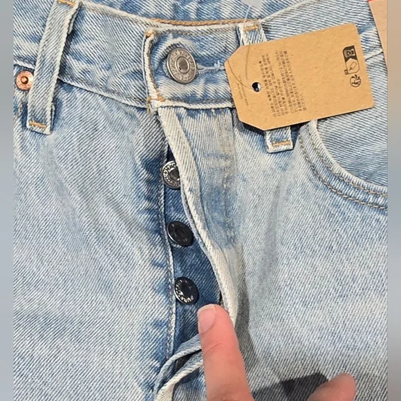 Levis 501 High Rise Distressed Straight Leg Jeans Size 30 - Picture 8 of 10